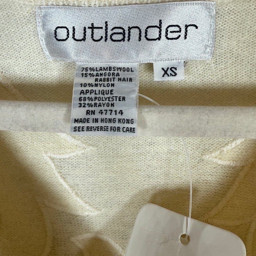 NWT Vintage Outlander Lambswool Angora Padded Shoulders Cream Dress Size XS - Picture 6 of 7